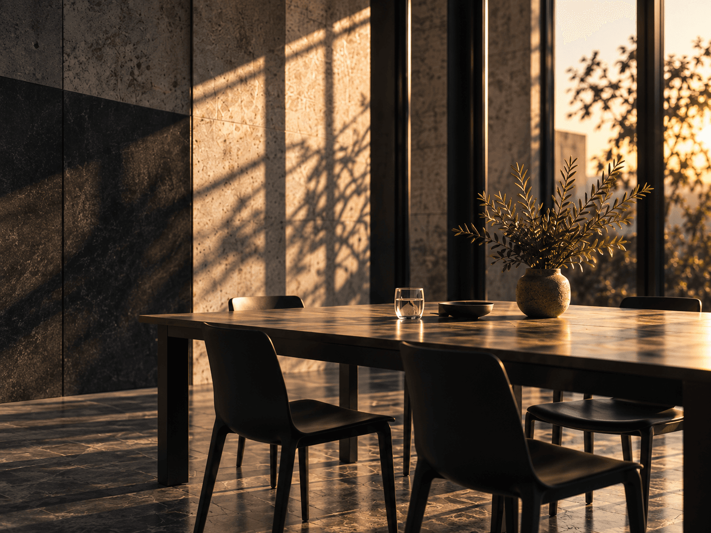 A warm meeting room prepared for a conversation