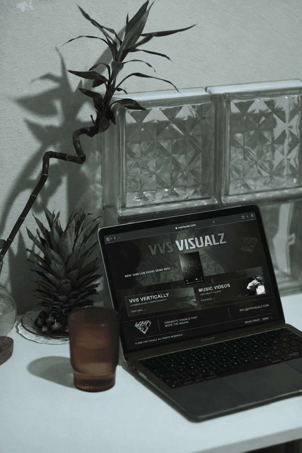 Finished website displayed on a laptop on a bright desk