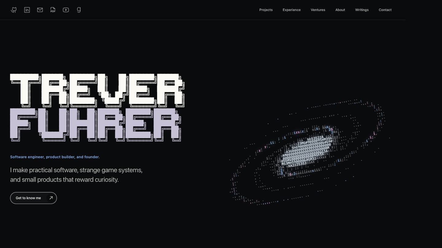 Screenshot of the Trever Fuhrer homepage