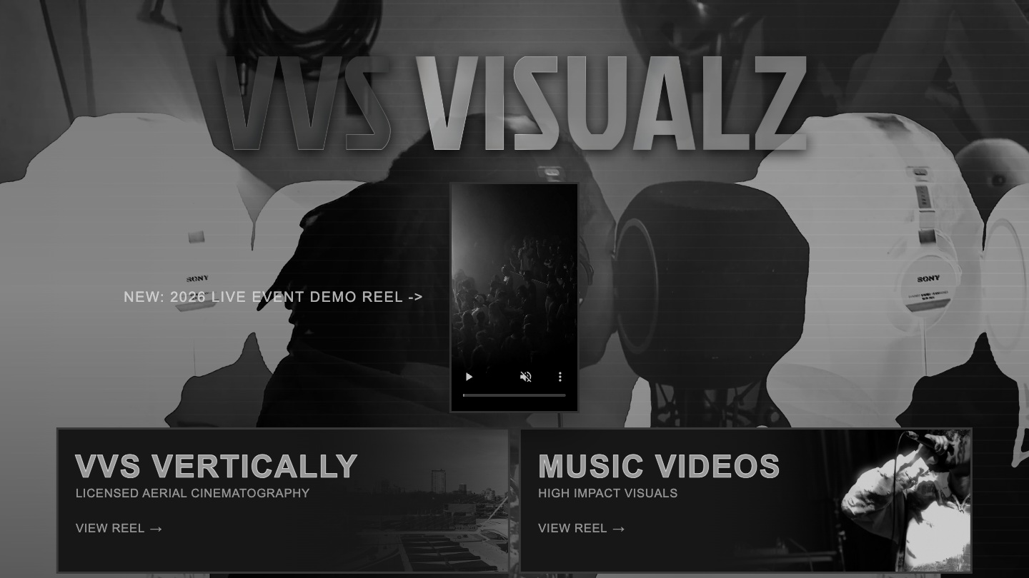Screenshot of the VVSVisualz homepage